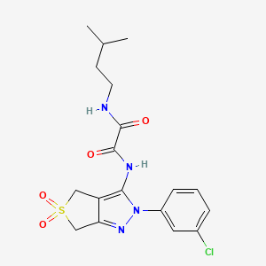 molecular formula C18H21ClN4O4S B2649781 N'-[2-(3-chlorophenyl)-5,5-dioxo-2H,4H,6H-5lambda6-thieno[3,4-c]pyrazol-3-yl]-N-(3-methylbutyl)ethanediamide CAS No. 899734-05-5