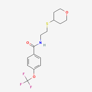molecular formula C15H18F3NO3S B2649784 N-[2-(oxan-4-ylsulfanyl)ethyl]-4-(trifluoromethoxy)benzamide CAS No. 2034263-23-3