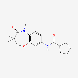 molecular formula C18H24N2O3 B2649799 N-(3,3,5-trimethyl-4-oxo-2,3,4,5-tetrahydro-1,5-benzoxazepin-8-yl)cyclopentanecarboxamide CAS No. 921518-55-0
