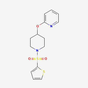molecular formula C14H16N2O3S2 B2649825 2-((1-(Thiophen-2-ylsulfonyl)piperidin-4-yl)oxy)pyridine CAS No. 1421500-79-9
