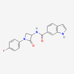 molecular formula C18H14FN3O2 B2649835 N-[1-(4-Fluorophenyl)-2-oxoazetidin-3-yl]-1H-indole-6-carboxamide CAS No. 2224114-28-5