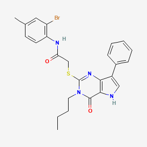 molecular formula C25H25BrN4O2S B2649836 N-(2-bromo-4-methylphenyl)-2-((3-butyl-4-oxo-7-phenyl-4,5-dihydro-3H-pyrrolo[3,2-d]pyrimidin-2-yl)thio)acetamide CAS No. 2034352-24-2
