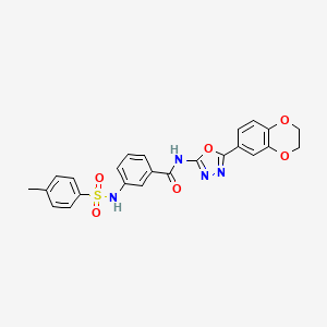molecular formula C24H20N4O6S B2649863 N-(5-(2,3-dihydrobenzo[b][1,4]dioxin-6-yl)-1,3,4-oxadiazol-2-yl)-3-(4-methylphenylsulfonamido)benzamide CAS No. 886896-76-0