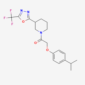 molecular formula C19H22F3N3O3 B2649887 2-(4-Isopropylphenoxy)-1-(3-(5-(trifluoromethyl)-1,3,4-oxadiazol-2-yl)piperidin-1-yl)ethanone CAS No. 1396853-07-8