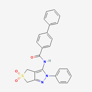 molecular formula C24H19N3O3S B2649902 N-{5,5-dioxo-2-phenyl-2H,4H,6H-5lambda6-thieno[3,4-c]pyrazol-3-yl}-[1,1'-biphenyl]-4-carboxamide CAS No. 681266-08-0