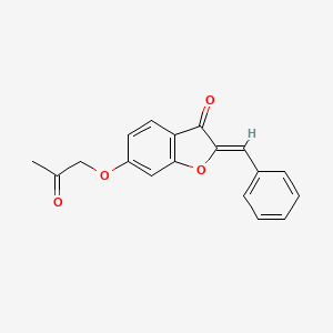 molecular formula C18H14O4 B2649903 (2Z)-6-(2-oxopropoxy)-2-(phenylmethylidene)-2,3-dihydro-1-benzofuran-3-one CAS No. 1814881-93-0