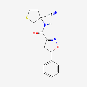 molecular formula C15H15N3O2S B2649910 N-(3-cyanothiolan-3-yl)-5-phenyl-4,5-dihydro-1,2-oxazole-3-carboxamide CAS No. 1252483-03-6