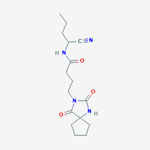 molecular formula C16H24N4O3 B2649937 N-(1-cyanobutyl)-4-{2,4-dioxo-1,3-diazaspiro[4.4]nonan-3-yl}butanamide CAS No. 1445109-34-1