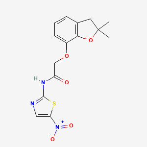 molecular formula C15H15N3O5S B2649945 2-((2,2-dimethyl-2,3-dihydrobenzofuran-7-yl)oxy)-N-(5-nitrothiazol-2-yl)acetamide CAS No. 941943-80-2
