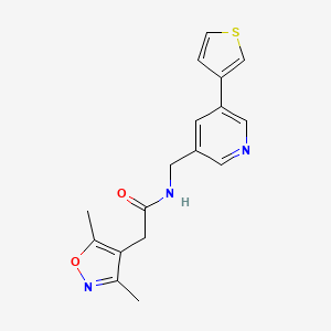 molecular formula C17H17N3O2S B2649949 2-(3,5-dimethyl-1,2-oxazol-4-yl)-N-{[5-(thiophen-3-yl)pyridin-3-yl]methyl}acetamide CAS No. 1706290-43-8
