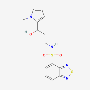 molecular formula C14H16N4O3S2 B2649952 N-(3-hydroxy-3-(1-methyl-1H-pyrrol-2-yl)propyl)benzo[c][1,2,5]thiadiazole-4-sulfonamide CAS No. 1798639-62-9