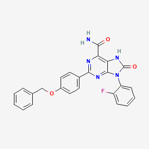 molecular formula C25H18FN5O3 B2649963 2-(4-(benzyloxy)phenyl)-9-(2-fluorophenyl)-8-oxo-8,9-dihydro-7H-purine-6-carboxamide CAS No. 898441-98-0