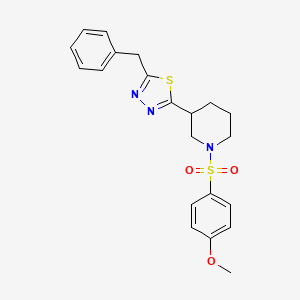 molecular formula C21H23N3O3S2 B2649996 2-Benzyl-5-(1-((4-methoxyphenyl)sulfonyl)piperidin-3-yl)-1,3,4-thiadiazole CAS No. 1203192-69-1