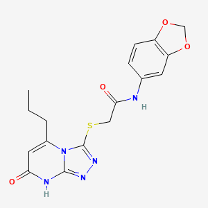 N-(benzo[d][1,3]dioxol-5-yl)-2-((7-oxo-5-propyl-7,8-dihydro-[1,2,4]triazolo[4,3-a]pyrimidin-3-yl)thio)acetamide
