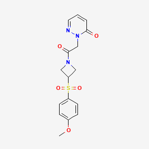 molecular formula C16H17N3O5S B2650005 2-{2-[3-(4-methoxybenzenesulfonyl)azetidin-1-yl]-2-oxoethyl}-2,3-dihydropyridazin-3-one CAS No. 1706146-10-2