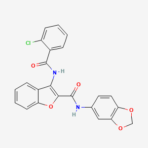 N-(benzo[d][1,3]dioxol-5-yl)-3-(2-chlorobenzamido)benzofuran-2-carboxamide