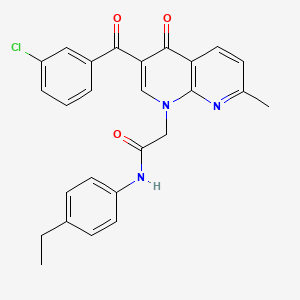 2-(3-(3-chlorobenzoyl)-7-methyl-4-oxo-1,8-naphthyridin-1(4H)-yl)-N-(4-ethylphenyl)acetamide