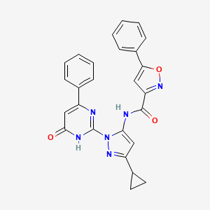 N-(3-cyclopropyl-1-(6-oxo-4-phenyl-1,6-dihydropyrimidin-2-yl)-1H-pyrazol-5-yl)-5-phenylisoxazole-3-carboxamide