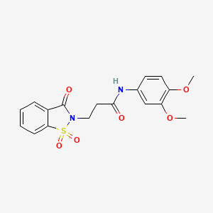 molecular formula C18H18N2O6S B2650073 N-(3,4-dimethoxyphenyl)-3-(1,1,3-trioxo-2,3-dihydro-1lambda6,2-benzothiazol-2-yl)propanamide CAS No. 899954-78-0