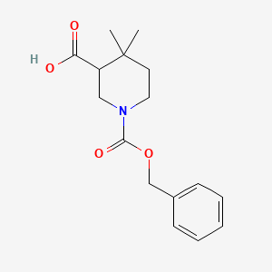 molecular formula C16H21NO4 B2650074 4,4-Dimethyl-1-phenylmethoxycarbonylpiperidine-3-carboxylic acid CAS No. 2248325-52-0
