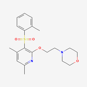 molecular formula C20H26N2O4S B2650077 4-[2-({4,6-Dimethyl-3-[(2-methylphenyl)sulfonyl]-2-pyridinyl}oxy)ethyl]morpholine CAS No. 339276-88-9