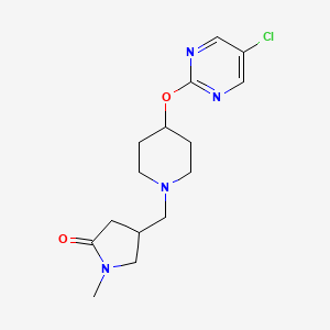 molecular formula C15H21ClN4O2 B2650080 4-[[4-(5-Chloropyrimidin-2-yl)oxypiperidin-1-yl]methyl]-1-methylpyrrolidin-2-one CAS No. 2415572-10-8