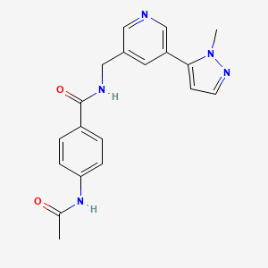 molecular formula C19H19N5O2 B2650084 4-acetamido-N-{[5-(1-methyl-1H-pyrazol-5-yl)pyridin-3-yl]methyl}benzamide CAS No. 2319637-49-3