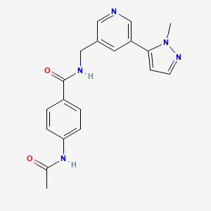 molecular formula C19H19N5O2 B2650084 4-acetamido-N-((5-(1-methyl-1H-pyrazol-5-yl)pyridin-3-yl)methyl)benzamide CAS No. 2319637-49-3