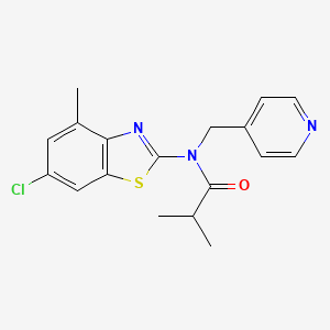 molecular formula C18H18ClN3OS B2650087 N-(6-chloro-4-methylbenzo[d]thiazol-2-yl)-N-(pyridin-4-ylmethyl)isobutyramide CAS No. 941892-50-8