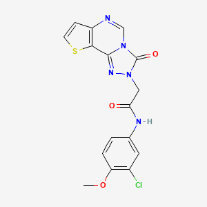 N-(3-Chloro-4-methoxyphenyl)-2-(5-oxo-12-thia-3,4,6,8-tetrazatricyclo[7.3.0.02,6]dodeca-1(9),2,7,10-tetraen-4-yl)acetamide