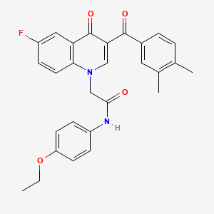 molecular formula C28H25FN2O4 B2650089 2-[3-(3,4-dimethylbenzoyl)-6-fluoro-4-oxoquinolin-1-yl]-N-(4-ethoxyphenyl)acetamide CAS No. 866340-02-5