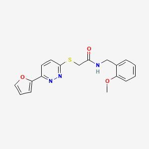 molecular formula C18H17N3O3S B2650090 2-((6-(furan-2-yl)pyridazin-3-yl)thio)-N-(2-methoxybenzyl)acetamide CAS No. 872704-63-7