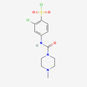 molecular formula C12H15Cl2N3O3S B2650094 2-chloro-4-[(4-methylpiperazine-1-carbonyl)amino]benzenesulfonyl Chloride CAS No. 725234-36-6