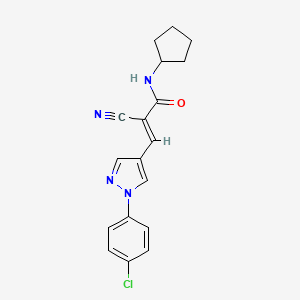 (E)-3-[1-(4-chlorophenyl)pyrazol-4-yl]-2-cyano-N-cyclopentylprop-2-enamide