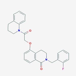 molecular formula C27H25FN2O3 B2650097 5-(2-(3,4-dihydroquinolin-1(2H)-yl)-2-oxoethoxy)-2-(2-fluorobenzyl)-3,4-dihydroisoquinolin-1(2H)-one CAS No. 850907-03-8