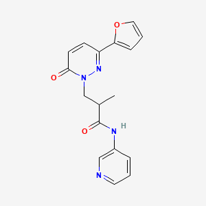 molecular formula C17H16N4O3 B2650111 3-(3-(furan-2-yl)-6-oxopyridazin-1(6H)-yl)-2-methyl-N-(pyridin-3-yl)propanamide CAS No. 1286717-35-8
