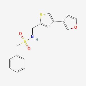 molecular formula C16H15NO3S2 B2650113 N-{[4-(furan-3-yl)thiophen-2-yl]methyl}-1-phenylmethanesulfonamide CAS No. 2379996-35-5