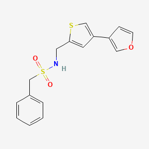 molecular formula C16H15NO3S2 B2650113 N-[[4-(Furan-3-yl)thiophen-2-yl]methyl]-1-phenylmethanesulfonamide CAS No. 2379996-35-5