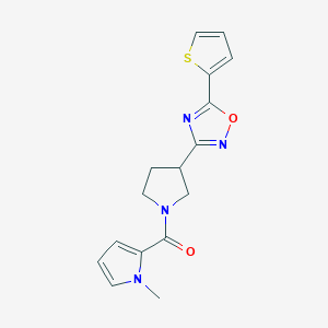 molecular formula C16H16N4O2S B2650114 (1-methyl-1H-pyrrol-2-yl)(3-(5-(thiophen-2-yl)-1,2,4-oxadiazol-3-yl)pyrrolidin-1-yl)methanone CAS No. 2034287-69-7