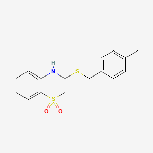 molecular formula C16H15NO2S2 B2650116 3-[(4-methylbenzyl)sulfanyl]-1lambda~6~,4-benzothiazine-1,1(4H)-dione CAS No. 477868-94-3