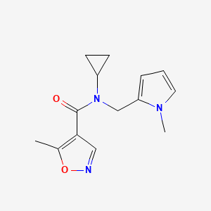 molecular formula C14H17N3O2 B2650121 N-cyclopropyl-5-methyl-N-((1-methyl-1H-pyrrol-2-yl)methyl)isoxazole-4-carboxamide CAS No. 1448052-81-0