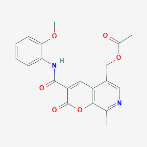 B2650129 (3-{[(2-methoxyphenyl)amino]carbonyl}-8-methyl-2-oxo-2H-pyrano[2,3-c]pyridin-5-yl)methyl acetate CAS No. 1111292-02-4