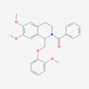 molecular formula C26H27NO5 B2650133 2-Benzoyl-6,7-dimethoxy-1-[(2-methoxyphenoxy)methyl]-1,2,3,4-tetrahydroisoquinoline CAS No. 486451-07-4
