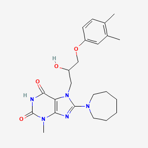 molecular formula C23H31N5O4 B2650146 8-(azepan-1-yl)-7-(3-(3,4-dimethylphenoxy)-2-hydroxypropyl)-3-methyl-1H-purine-2,6(3H,7H)-dione CAS No. 879071-64-4