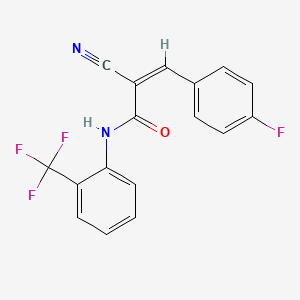 molecular formula C17H10F4N2O B2650165 (Z)-2-Cyano-3-(4-fluorophenyl)-N-[2-(trifluoromethyl)phenyl]prop-2-enamide CAS No. 891378-46-4