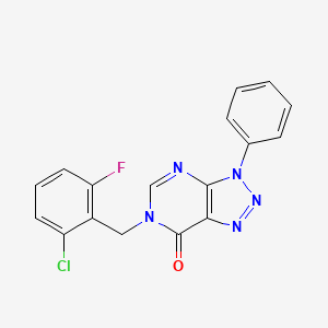 molecular formula C17H11ClFN5O B2650172 6-[(2-Chloro-6-fluorophenyl)methyl]-3-phenyltriazolo[4,5-d]pyrimidin-7-one CAS No. 892479-07-1