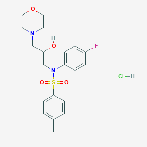 molecular formula C20H26ClFN2O4S B2650175 N-(4-氟苯基)-N-(2-羟基-3-吗啉基丙基)-4-甲基苯磺酰胺盐酸盐 CAS No. 1215812-80-8