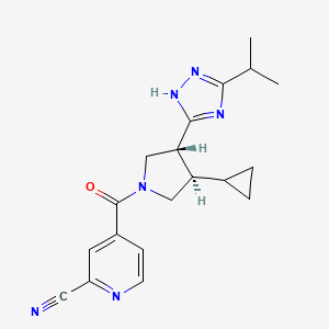 4-[(3R,4R)-3-Cyclopropyl-4-(3-propan-2-yl-1H-1,2,4-triazol-5-yl)pyrrolidine-1-carbonyl]pyridine-2-carbonitrile