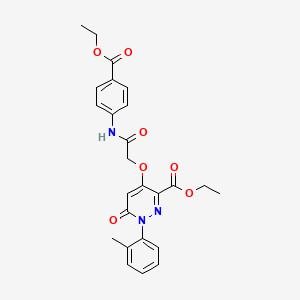 molecular formula C25H25N3O7 B2650187 ethyl 4-({[4-(ethoxycarbonyl)phenyl]carbamoyl}methoxy)-1-(2-methylphenyl)-6-oxo-1,6-dihydropyridazine-3-carboxylate CAS No. 899943-12-5