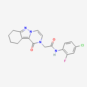 molecular formula C18H16ClFN4O2 B2650208 N-(4-Chloro-2-fluorophenyl)-2-(1-oxo-7,8,9,10-tetrahydropyrazino[1,2-b]indazol-2-yl)acetamide CAS No. 2325801-78-1